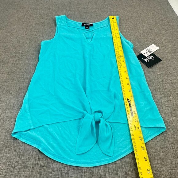 NEW! By & By Front Tie Not Tank Top Azure XS Cotton Blend $39 Lightweight - Picture 5 of 11